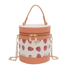 Strawberry Print Chain Shoulder Bag PU Zipper Handbag