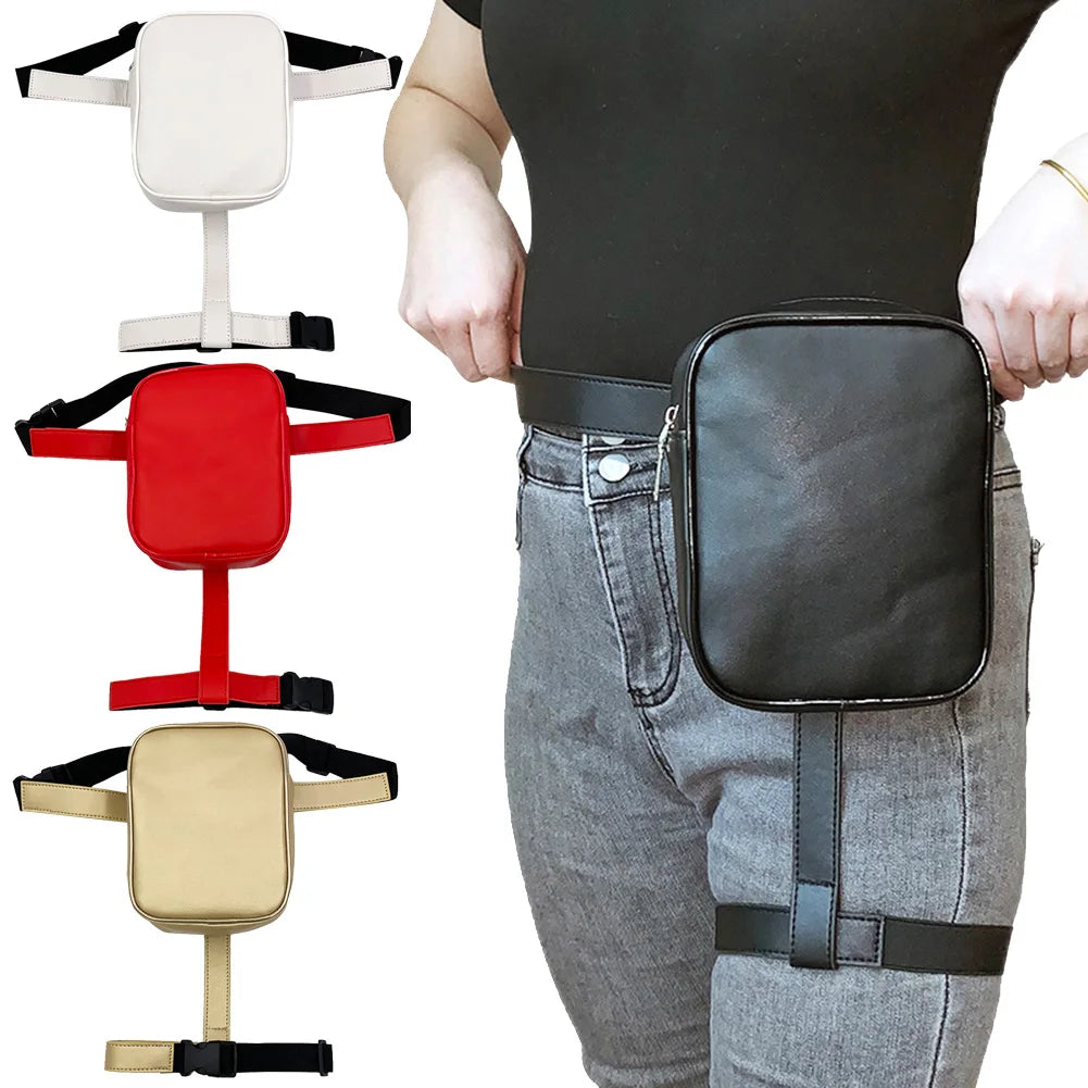 Street Crossbody Bag Unisex Waist Leg Bag PU Leather Fanny Pack Small Purse