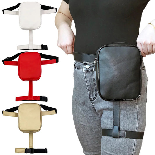 Street Crossbody Bag Unisex Waist Leg Bag PU Leather Fanny Pack Small Purse
