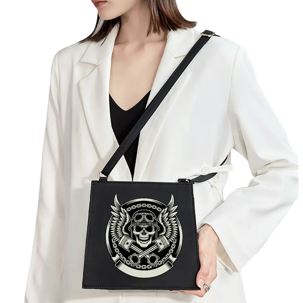 Gothic Skull Pattern Shoulder Bag for Women