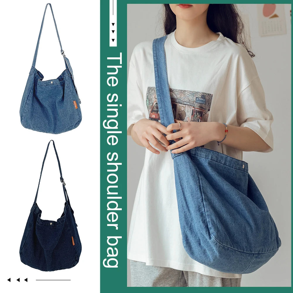 Harajuku High Capacity Cowboy Crossbody Bag Retro Casual Tote