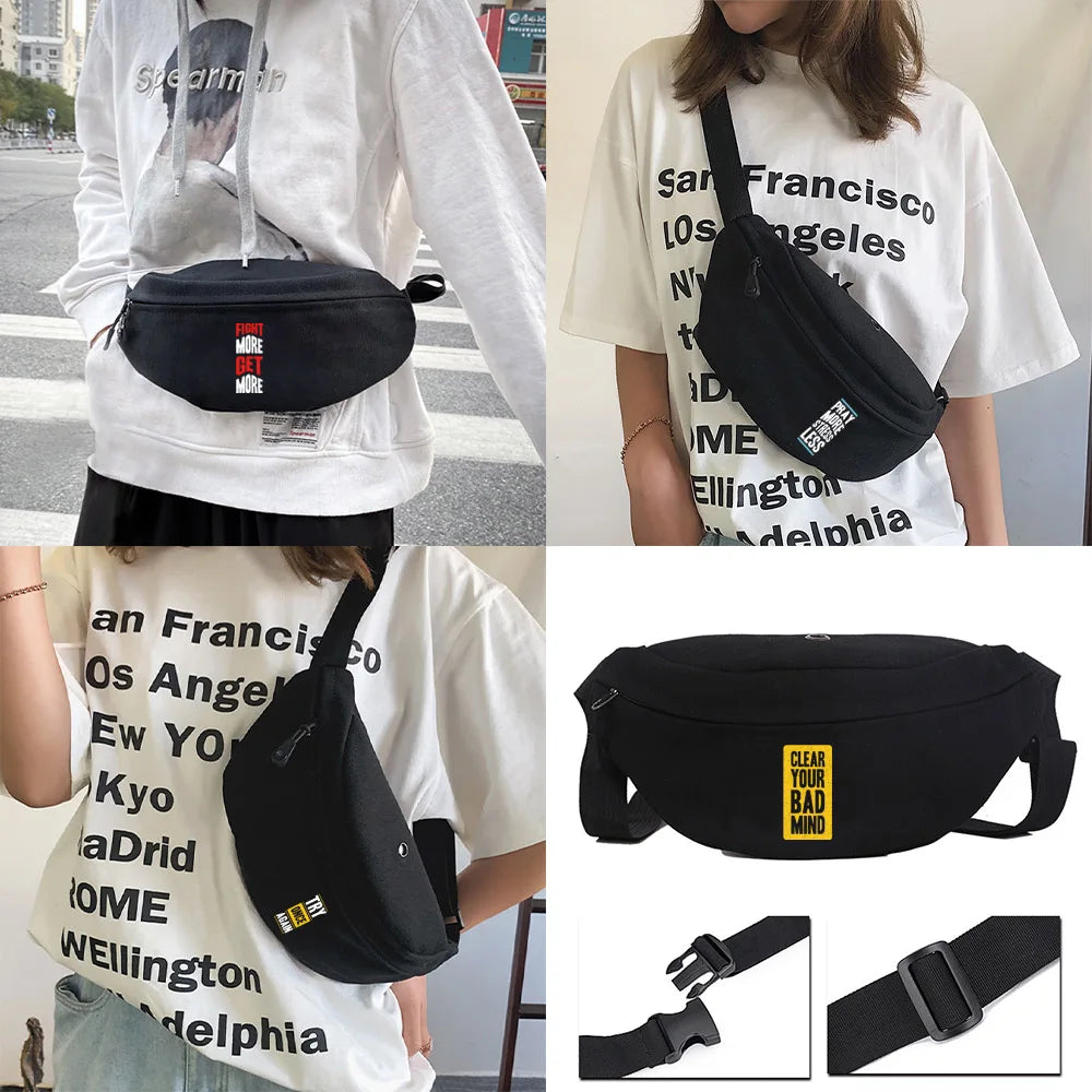 Canvas Street Women's Shoulder Bag Phrase Pattern Cycling Bag