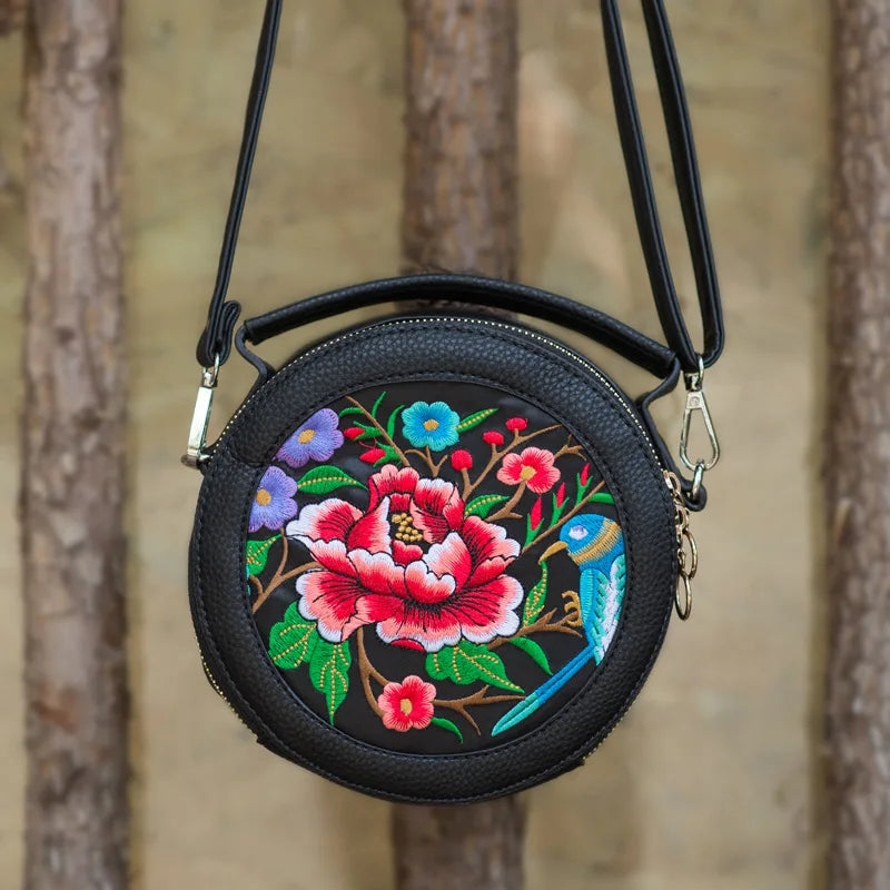Ethnic Style Embroidery Small Bag Women's PU Leather Handheld Shoulder Bag
