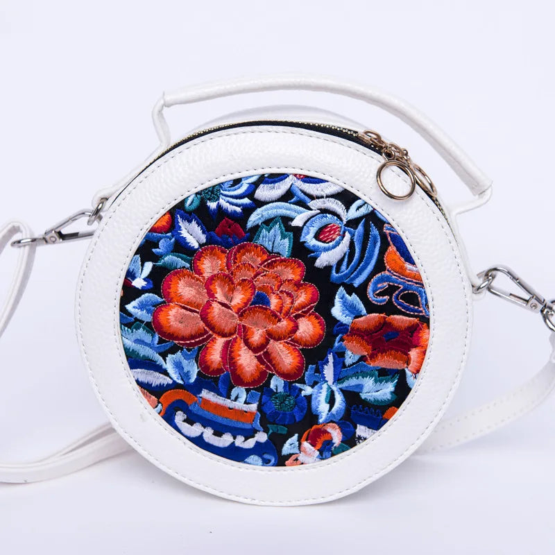 Ethnic Style Embroidery Small Bag Women's PU Leather Handheld Shoulder Bag