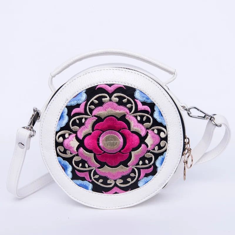 Ethnic Style Embroidery Small Bag Women's PU Leather Handheld Shoulder Bag