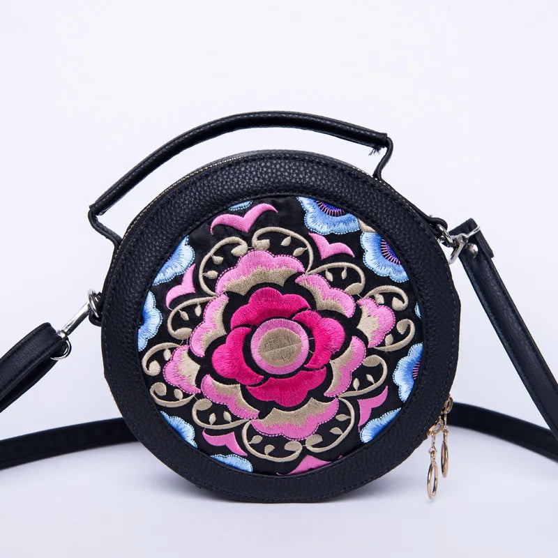 Ethnic Style Embroidery Small Bag Women's PU Leather Handheld Shoulder Bag
