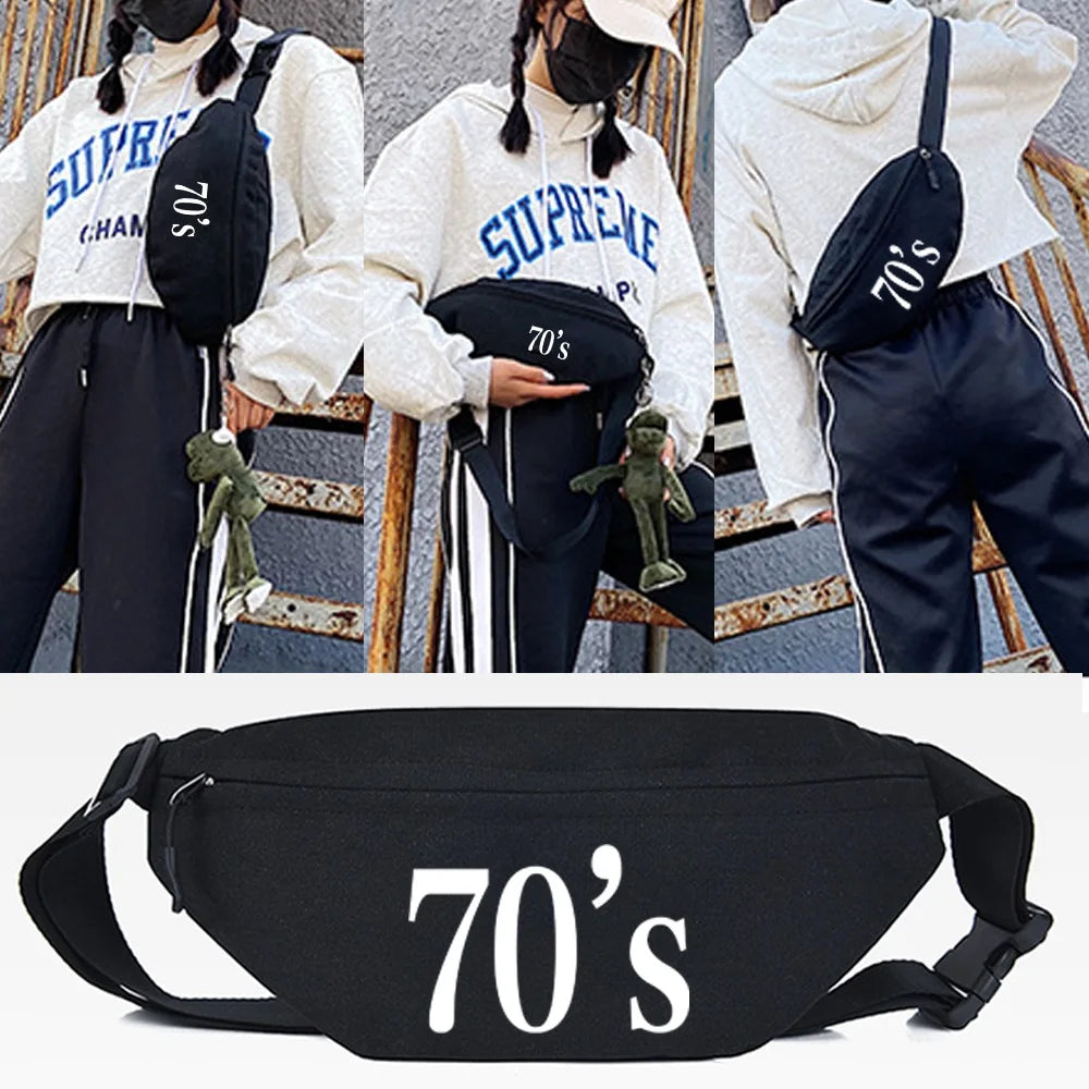 Street Waist Bag 90 Number Print Shoulder Bag Functional Crossbody Bag