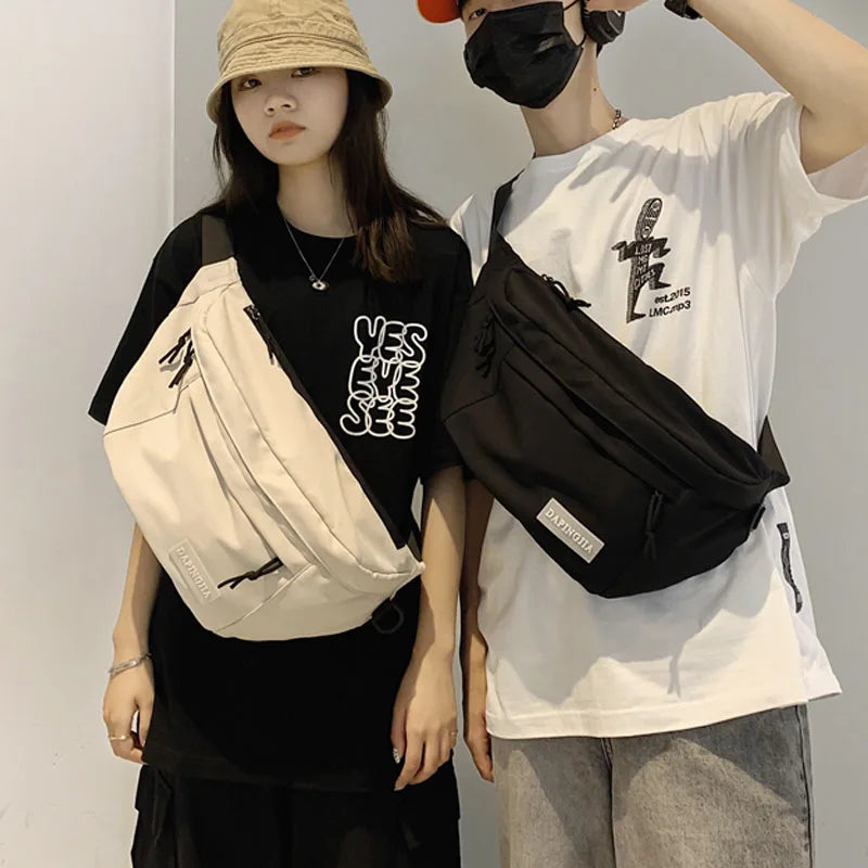 Large Capacity Crossbody Chest pack Hip hop Bags Unisex Nylon Fanny pack