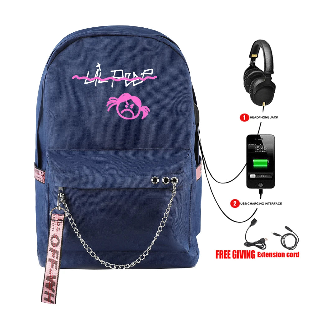 Lil Peep USB Rechargeable Backpack for Women