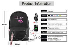 Lil Peep USB Rechargeable Backpack for Women