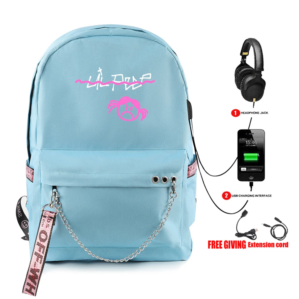 Lil Peep USB Rechargeable Backpack for Women