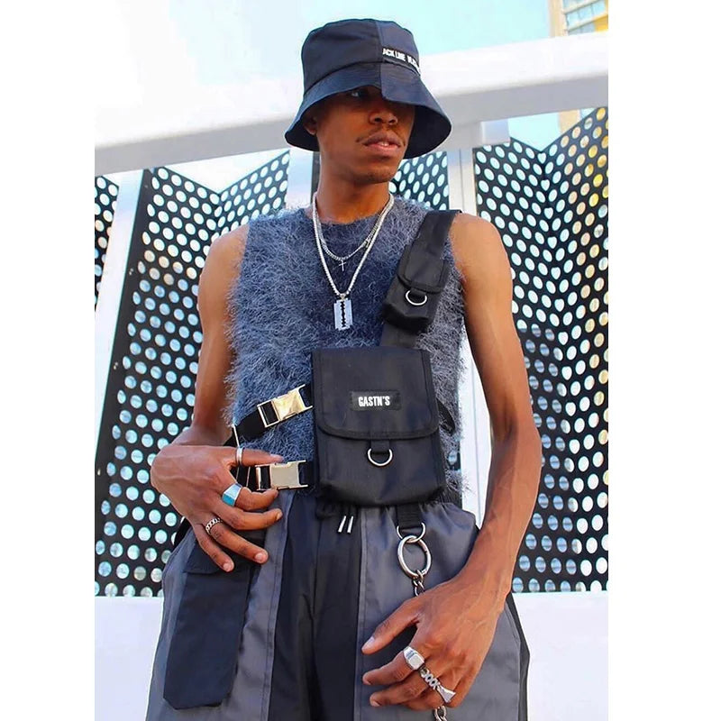 Streetwear Vest Bag For Woman Tactical Chest Rig Bags Hip Hop Canvas Waist Bag