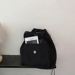 String Backpacks Women Couples Multi-func Chain Bag Solid Students OL Bagpack