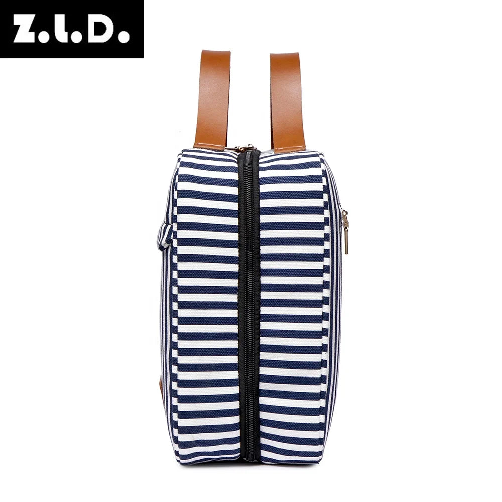 Stripe Cosmetic Bag Waterproof Women Travel Organizer Makeup Bag