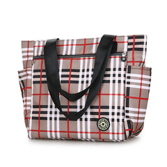 Stripe Waterproof Oxford Duffle Large Capacity Women Travel Shoulder Valise
