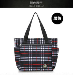 Stripe Waterproof Oxford Duffle Large Capacity Women Travel Shoulder Valise