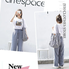 Striped Canvas Tote Bag Women Beach Handbag Large Casual Top-handle Bag