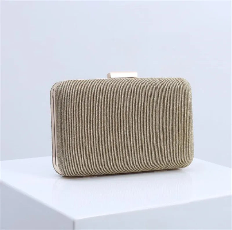Striped Evening Clutch Bag with Chain Wedding Dinner Purse