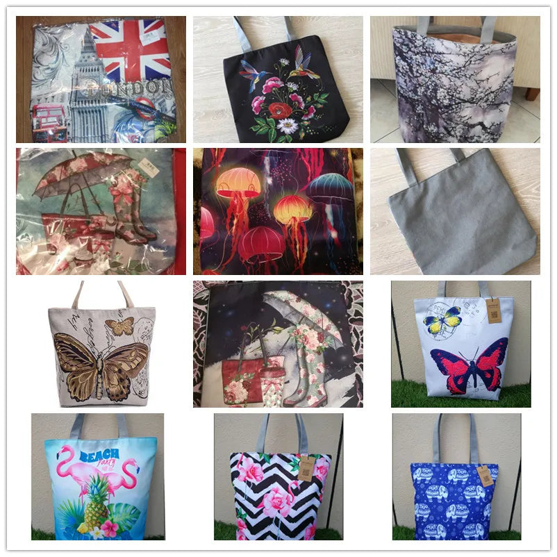 Striped Flamingo Print Shoulder Bag Floral Animal Pattern Handbag