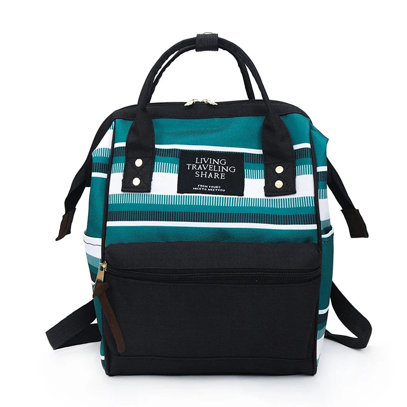 Striped Mummy Bag Multi-Function Maternal and Child Package Backpack