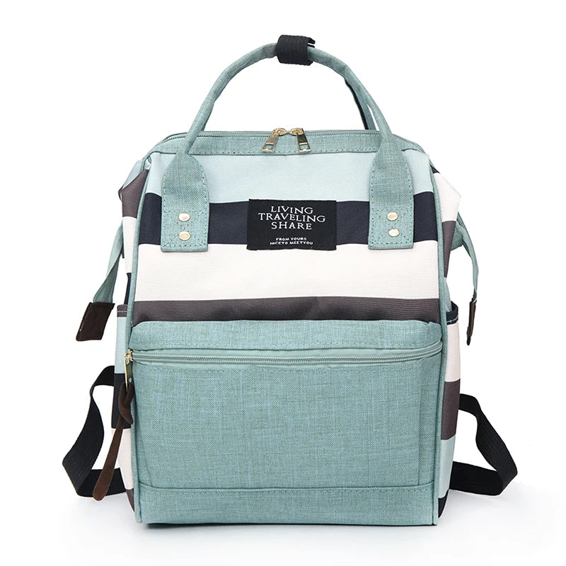 Striped Mummy Bag Multi-Function Maternal and Child Package Backpack