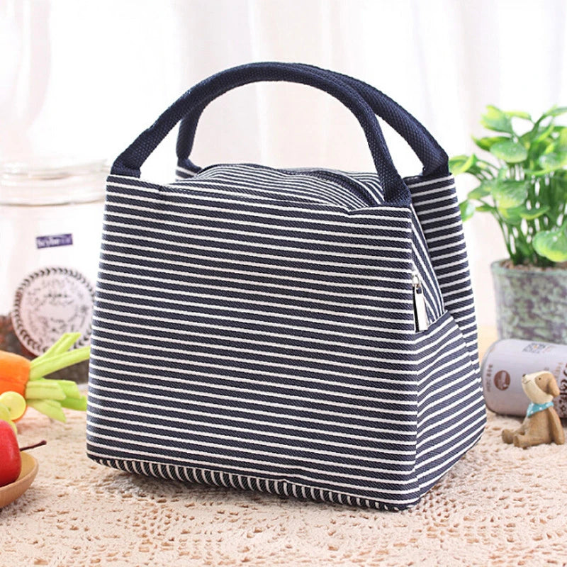 Stripes Lunch Bag for Women Isothermal Bag Packaged Food Thermal Bags
