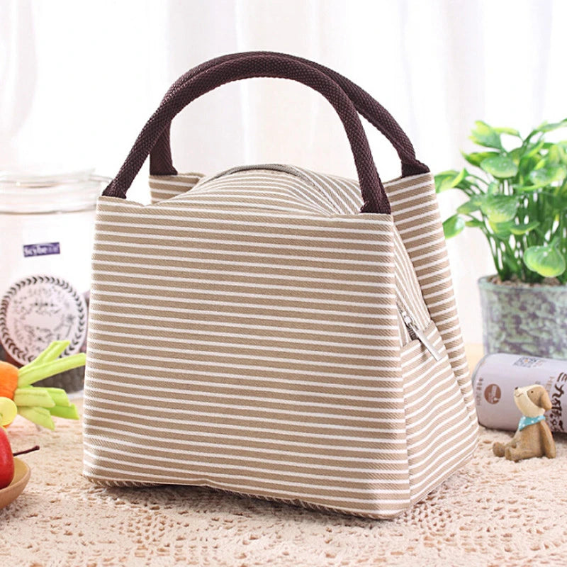 Stripes Lunch Bag for Women Isothermal Bag Packaged Food Thermal Bags