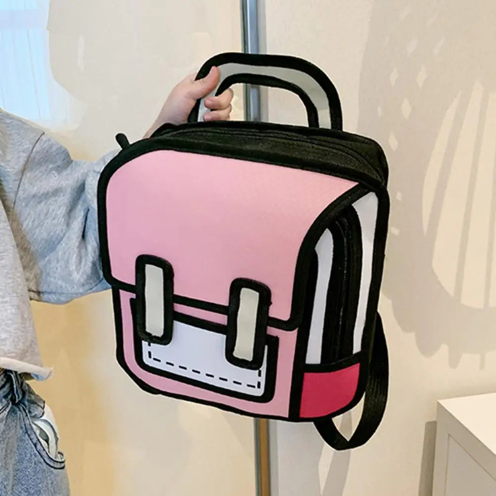 Student Backpack 2D Comic Bookbag Boys Girls School Bag