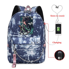 Demon Slayer Anime Backpack School Bag Teenagers Kpop Unisex Casual Ladies Bag