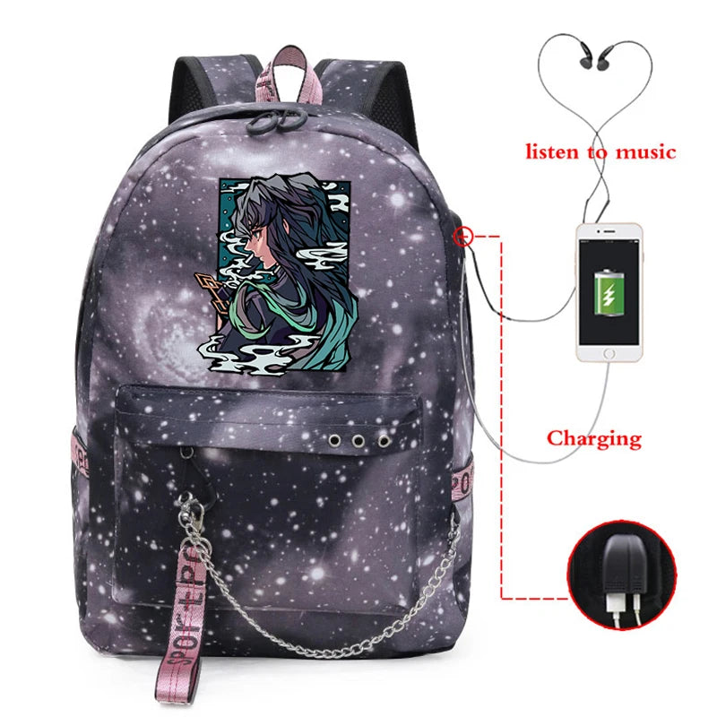 Demon Slayer Anime Backpack School Bag Teenagers Kpop Unisex Casual Ladies Bag