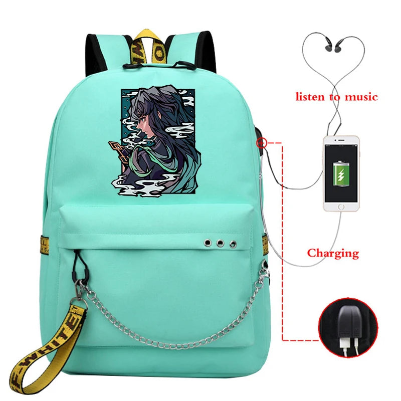 Demon Slayer Anime Backpack School Bag Teenagers Kpop Unisex Casual Ladies Bag