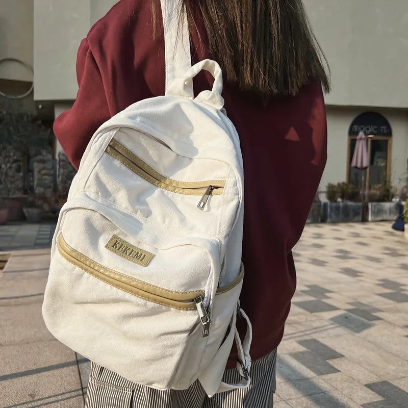 Student High Street Canvas Fabric School Book Laptop Backpack