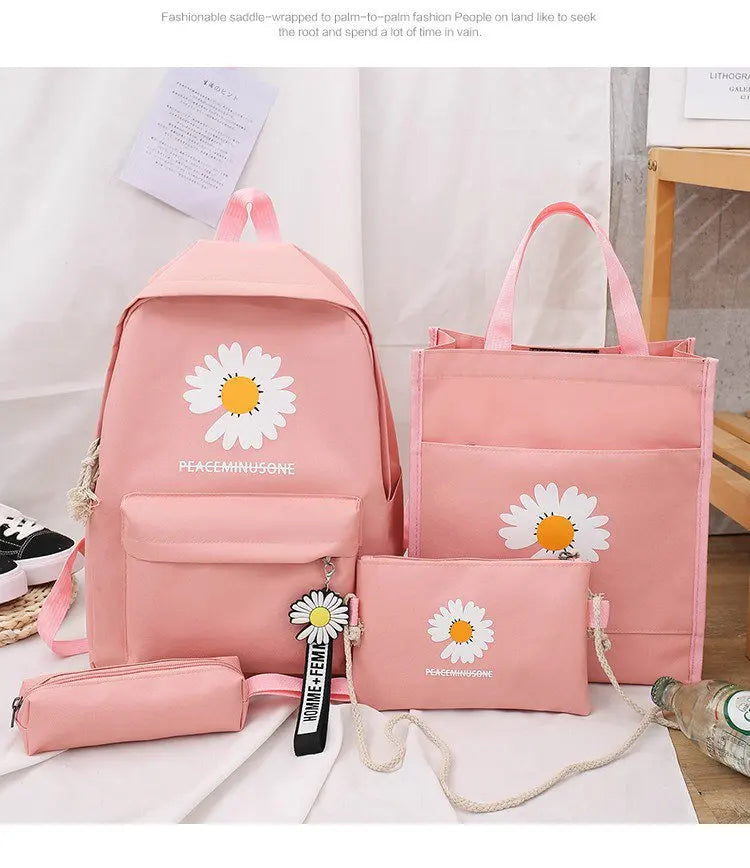 Women's Double Shoulder Bag Set with Daisy Design
