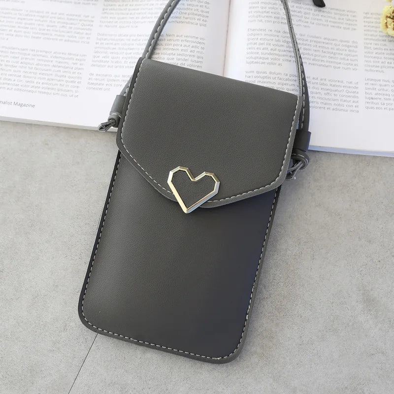 Heart-shaped Mini Crossbody Bag Transparent Touchscreen Retro Shoulder Bag