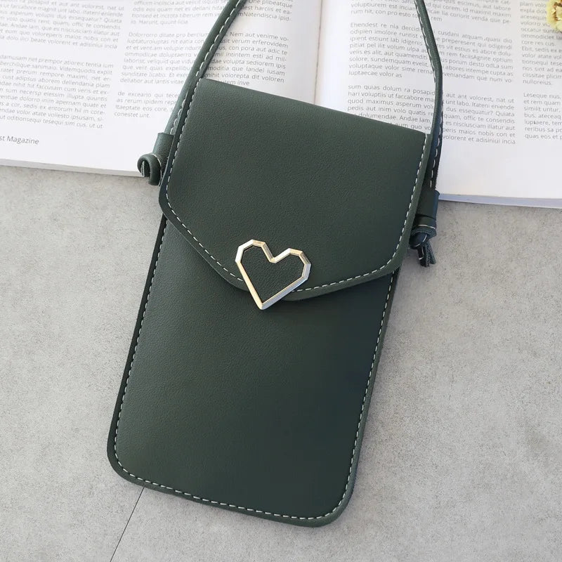 Heart-shaped Mini Crossbody Bag Transparent Touchscreen Retro Shoulder Bag