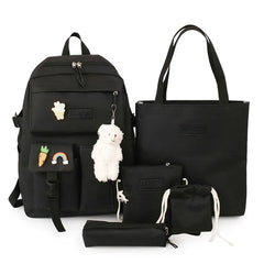 Girls Large Capacity Canvas Backpack Set