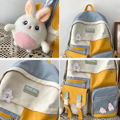 Teen Girls Schoolbag Patchwork Backpack High College Waterproof Shoulder Bag
