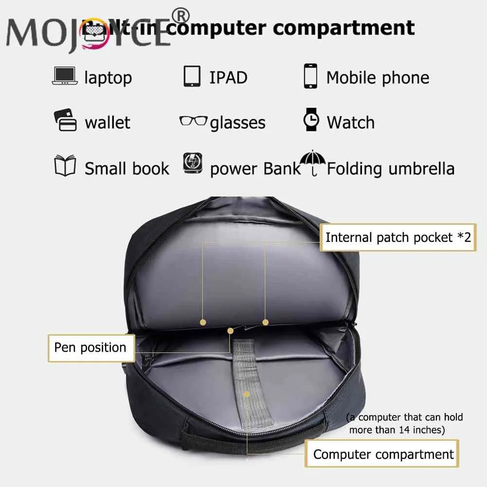 Student Travel Laptop Backpacks Men High Oxford Shoulder Knapsack USB Charging