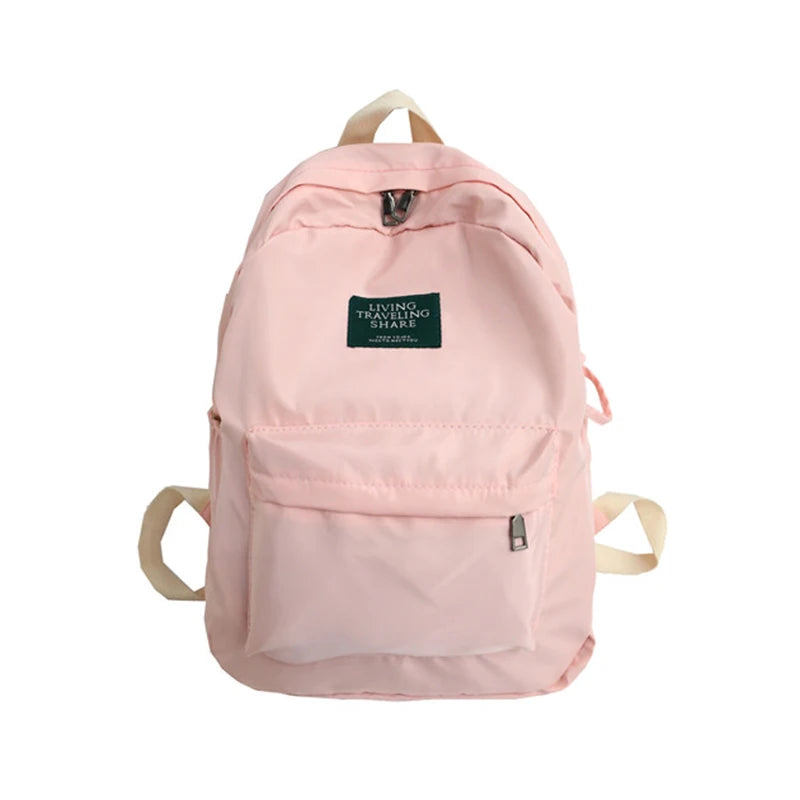 Waterproof Nylon Backpack for College Teenage Girl School Bag