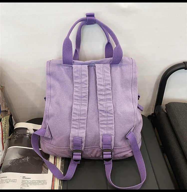Canvas Women Totes Bag Large Capacity Travel Backpack Laptop Bag