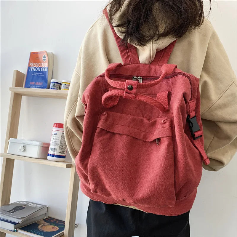 Canvas Women Totes Bag Large Capacity Travel Backpack Laptop Bag