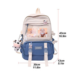 Preppy Style Backpack Book Bags Contrast Backpack Women Knapsack
