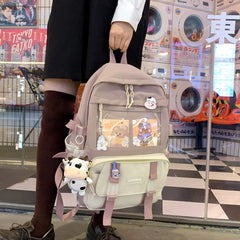Preppy Style Backpack Book Bags Contrast Backpack Women Knapsack