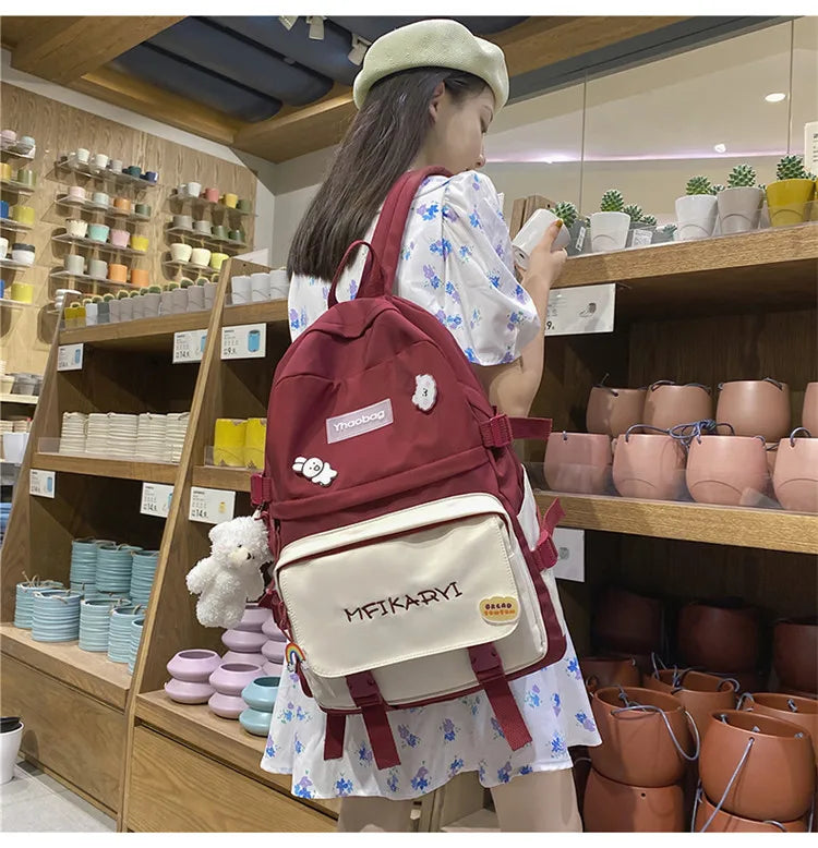 Waterproof Nylon Backpack for Girls Large School Bag