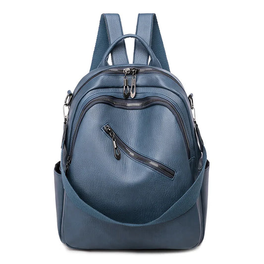 Waterproof Leather Backpack for Women Soft Bag High Capacity