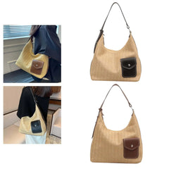 Stylish Straw Handbag Shoulder Bag Handwoven Bohemian Summer Tote Large Capacity