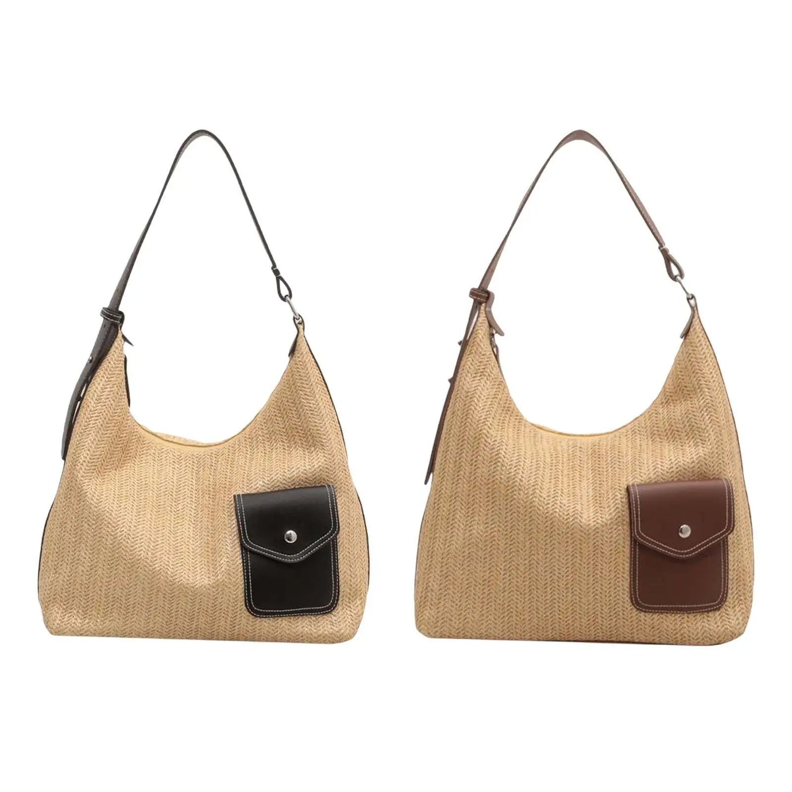 Stylish Straw Handbag Shoulder Bag Handwoven Bohemian Summer Tote Large Capacity