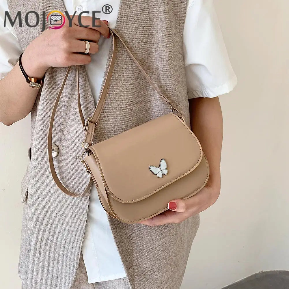 Butterfly Decor PU Leather Shoulder Crossbody Bag