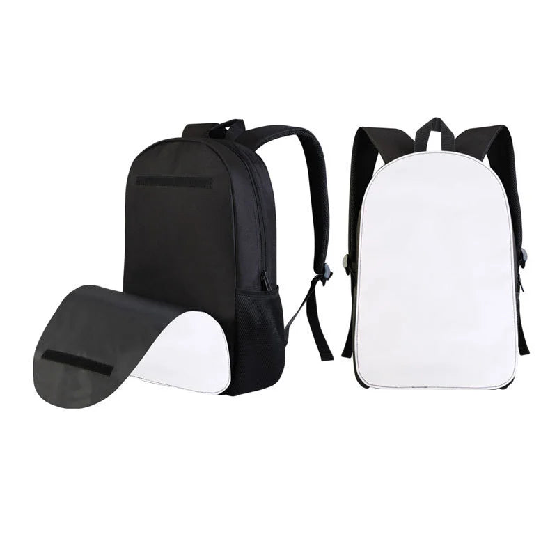 Sublimation Printing School Bag Backpack Lunch Box Pencil Bags Three Sets