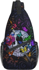 Sugar Skull Unisex Chest Bags Crossbody Sling Backpack